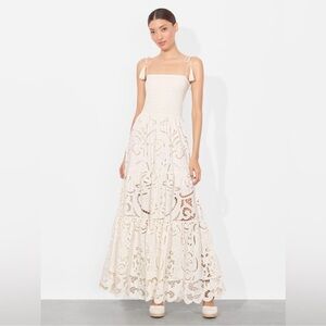 Alice + Olivia Marna Linen and Cotton Tiered Maxi Dress